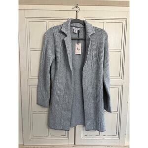 Sincerly Jules Light Gray Chevron Open Front Cardigan Blazer